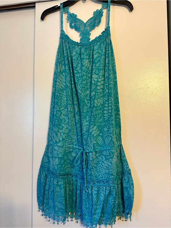 grass collection Dresses & Skirts - Y2K grass collection Teal Floral Lace-Back Sundress